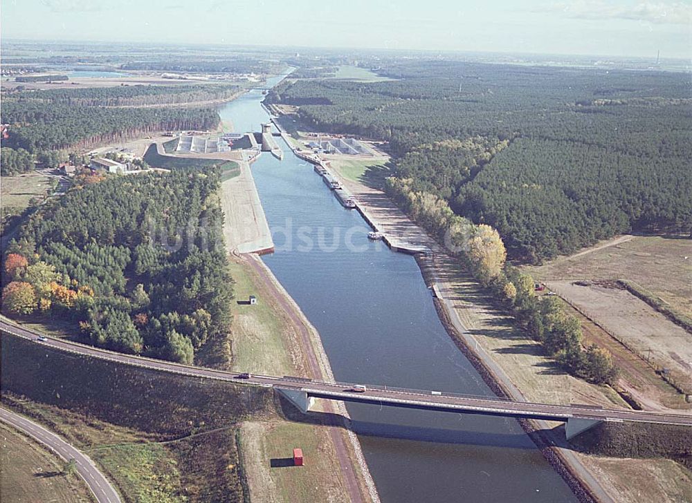 Luftaufnahme Hohenwarthe / Sachsen Anhalt - Wasserstraßenkreuz Magdeburg Blick auf den Elbe-Havel-Kanal Das Wasserstraßen-Neubauamt Magdeburg Kleiner Werder 5c D-39114 Magdeburg Tel