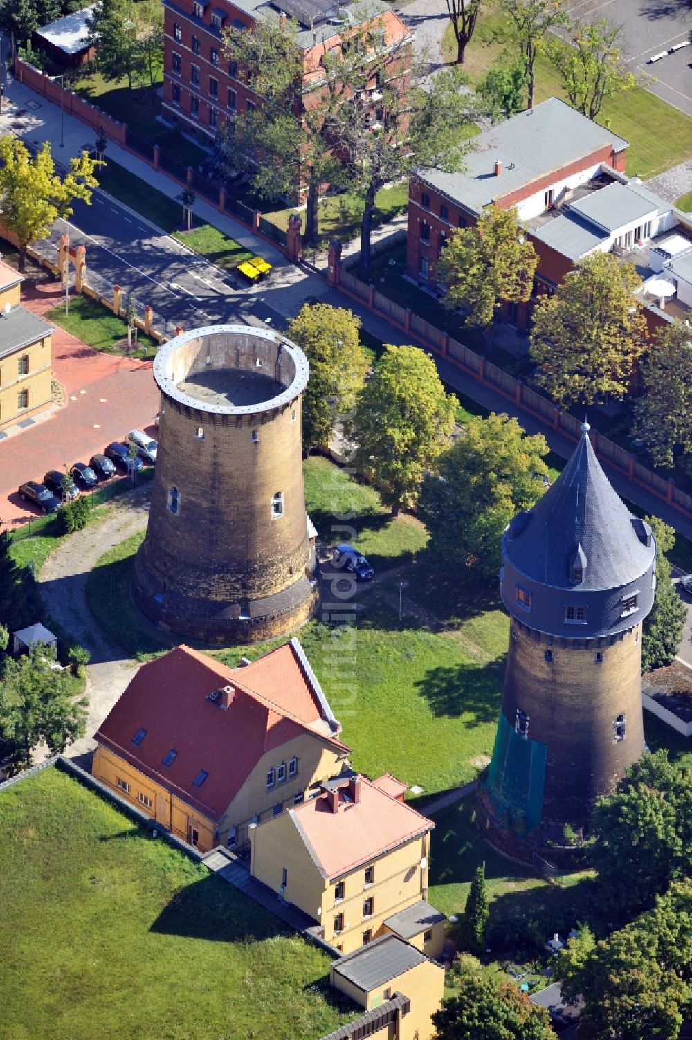 Leipzig von oben - Wassertürme Leipzig-Möckern im Bundesland Sachsen