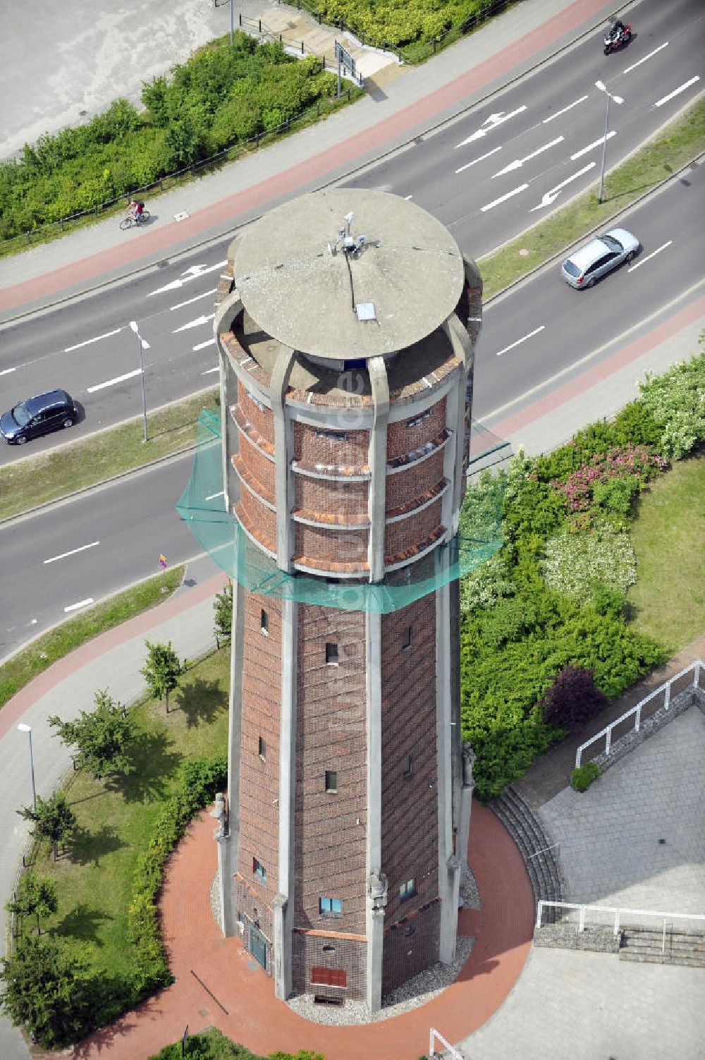 Genthin von oben - Wasserturm in Genthin