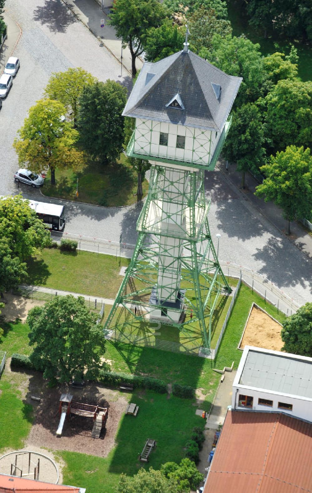 Groitzsch von oben - Wasserturm in Groitzsch