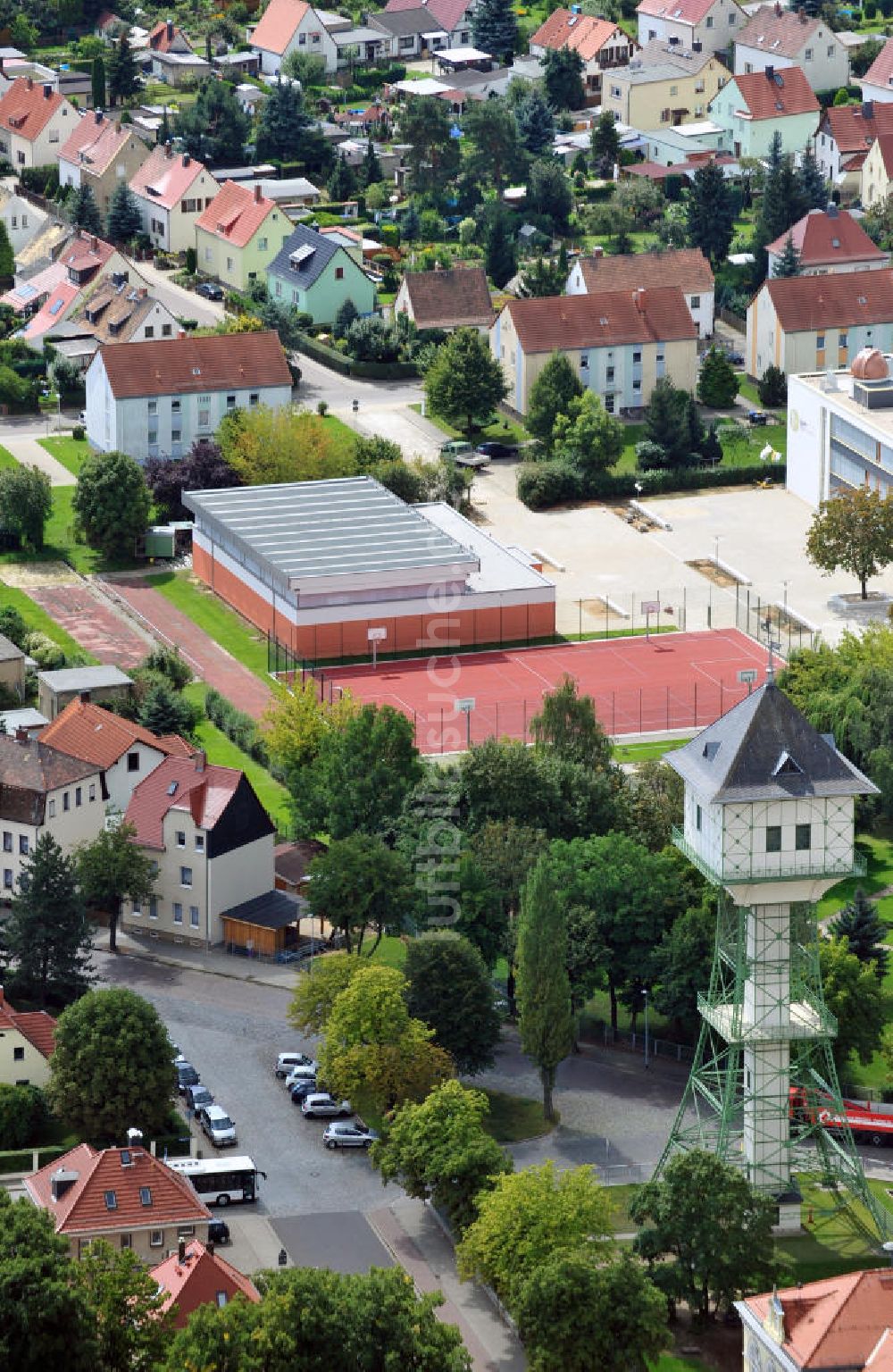 Groitzsch von oben - Wasserturm Groitzsch