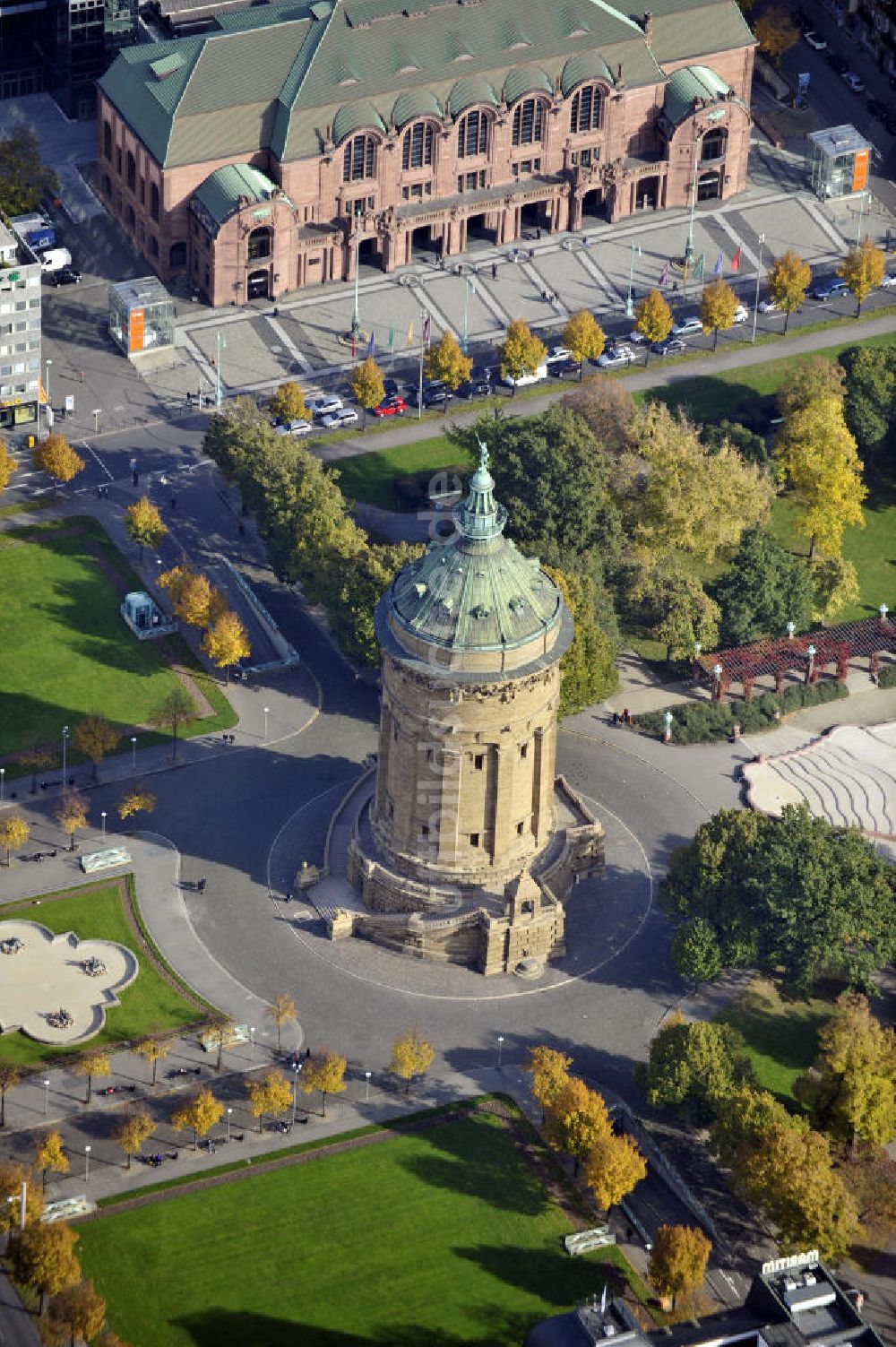 Mannheim aus der Vogelperspektive: Wasserturm Mannheim