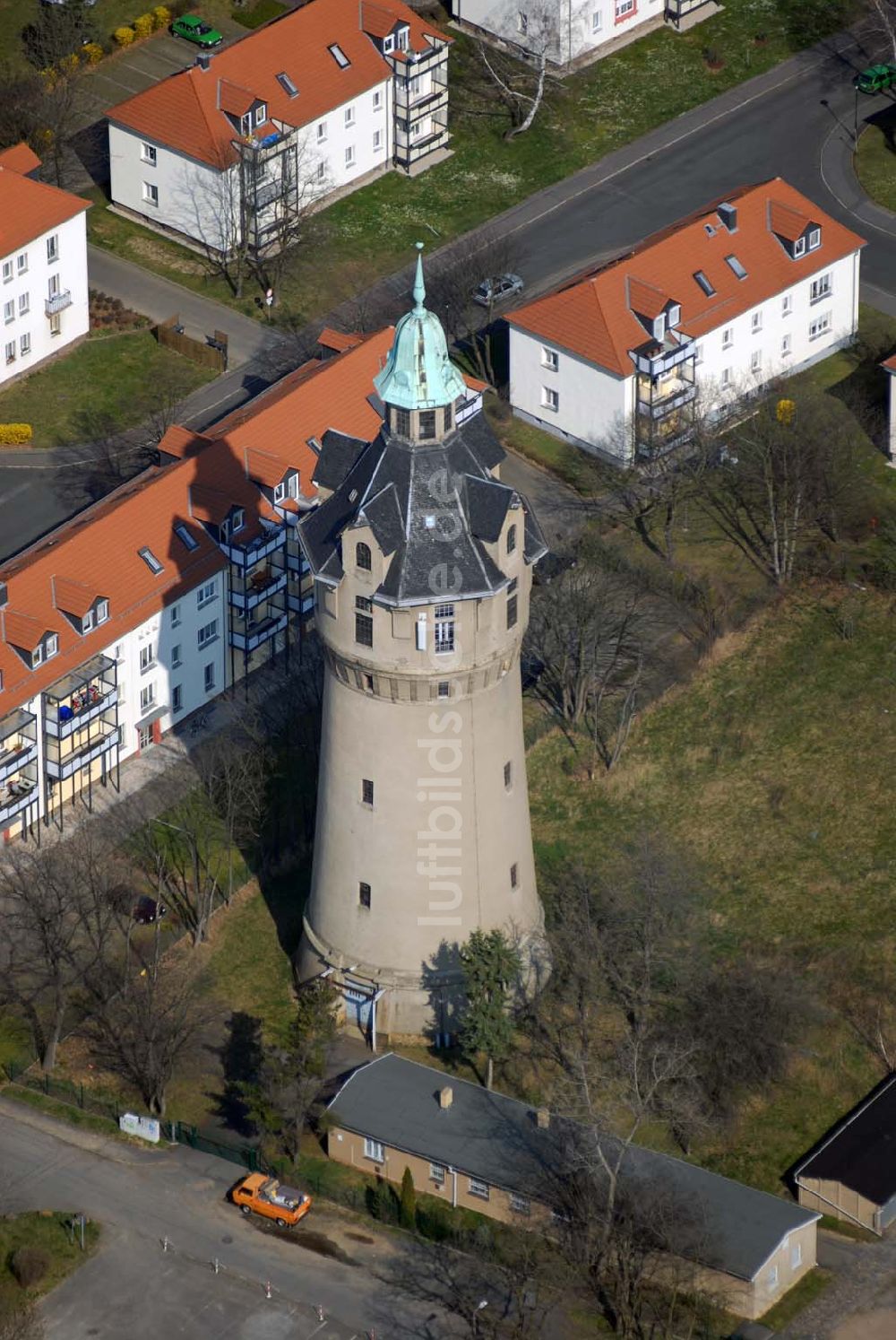 Leipzig von oben - Wasserturm in Markkleeberg