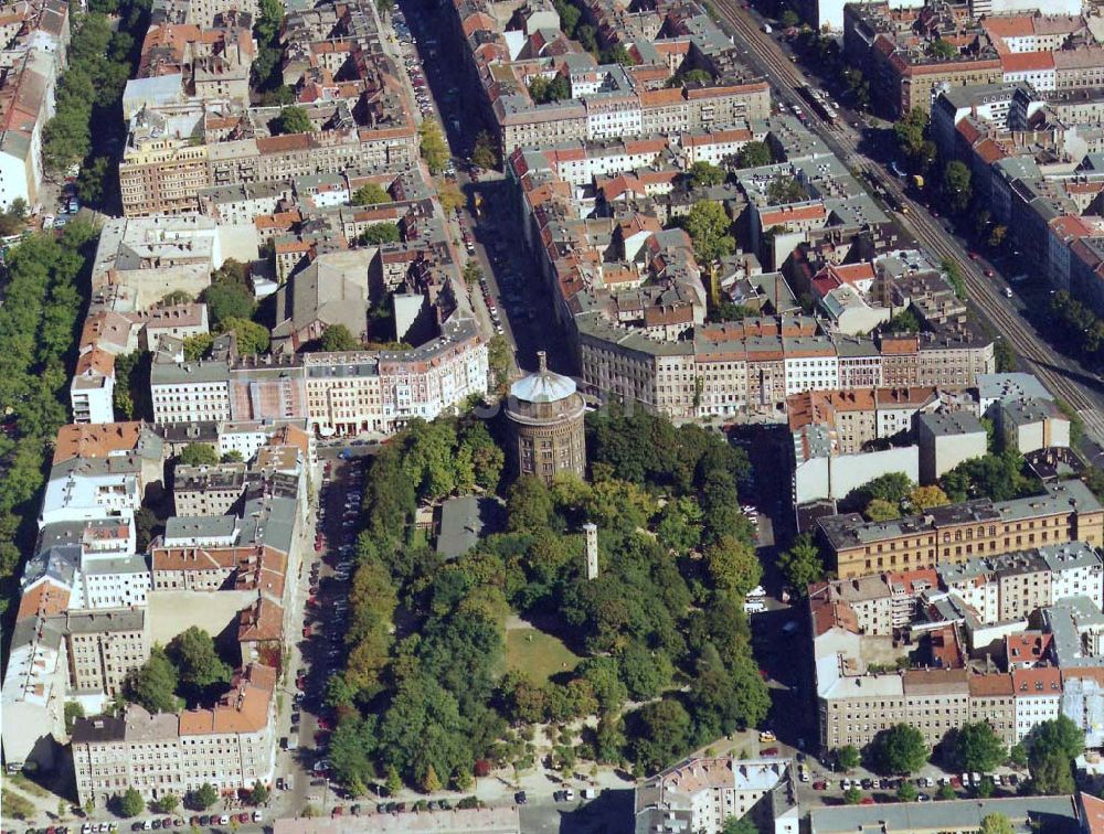 Luftaufnahme Berlin-Prenzlauer Berg - Wasserturm am Prenzlauer Berg 25.09.1997