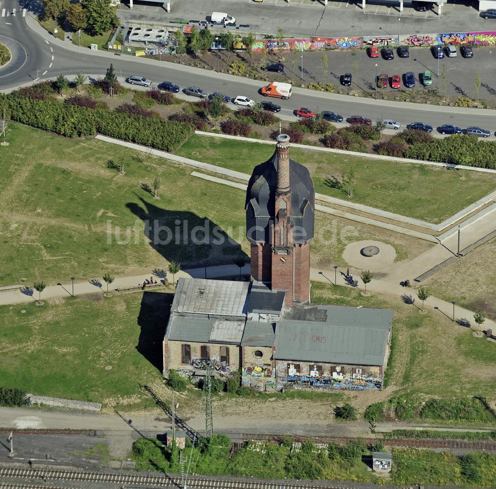 Wiesbaden von oben - Wasserturm am Schlachthof in Wiesbaden