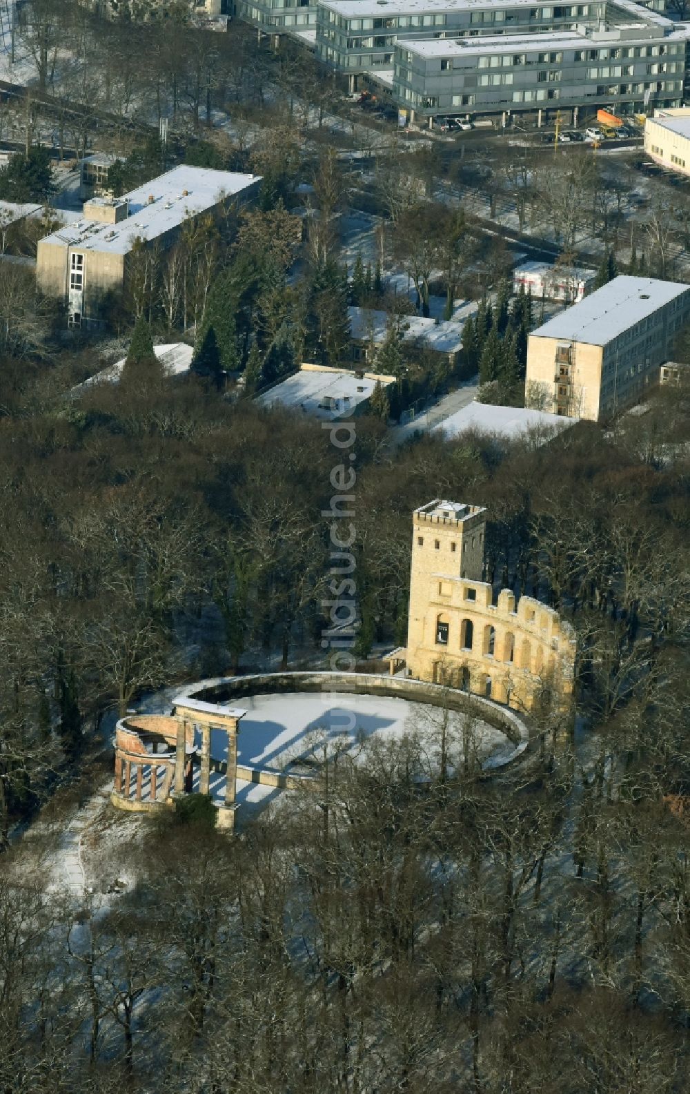 Luftaufnahme Potsdam - Wasserwerk - Hochspeicher Anlage in Potsdam im Bundesland Brandenburg