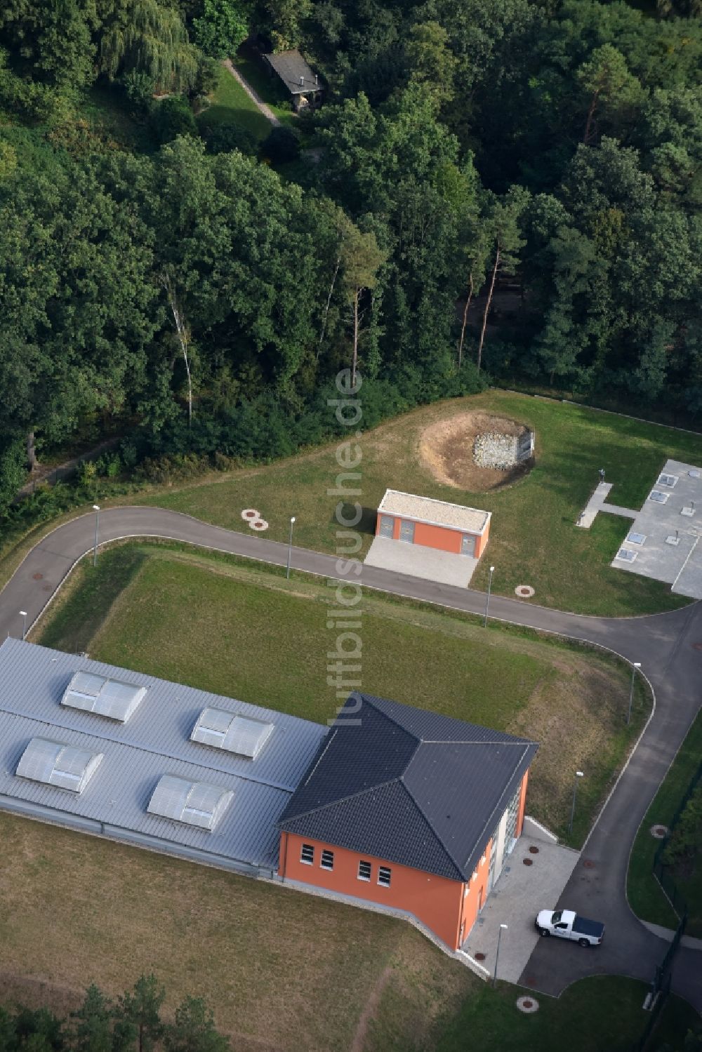 Spitzmühle von oben - Wasserwerk - Hochspeicher Anlage in Spitzmühle im Bundesland Brandenburg