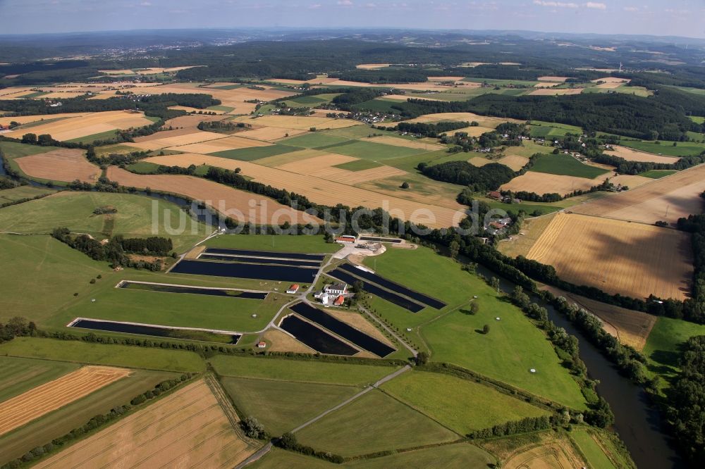 Fröndenberg / Ruhr aus der Vogelperspektive: Wasserwerk der Stadtwerke Hamm GmbH in Fröndenberg / Ruhr im Bundesland Nordrhein-Westfalen