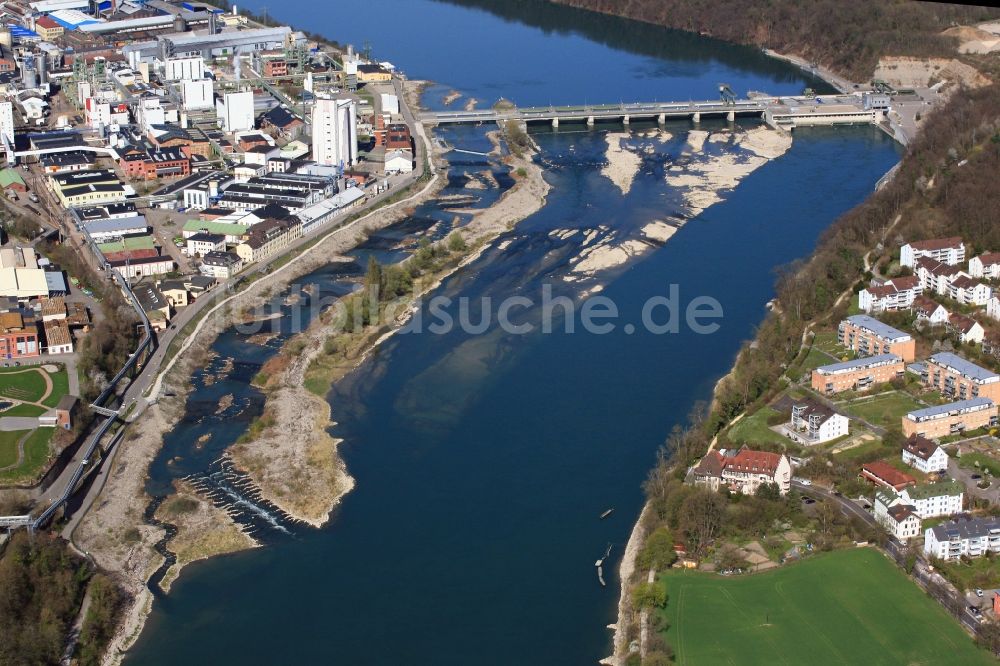 Luftaufnahme Rheinfelden (Baden) - Wasserwerk und Wasserkraftwerk über den Rhein in Rheinfelden (Baden) im Bundesland Baden-Württemberg, Deutschland