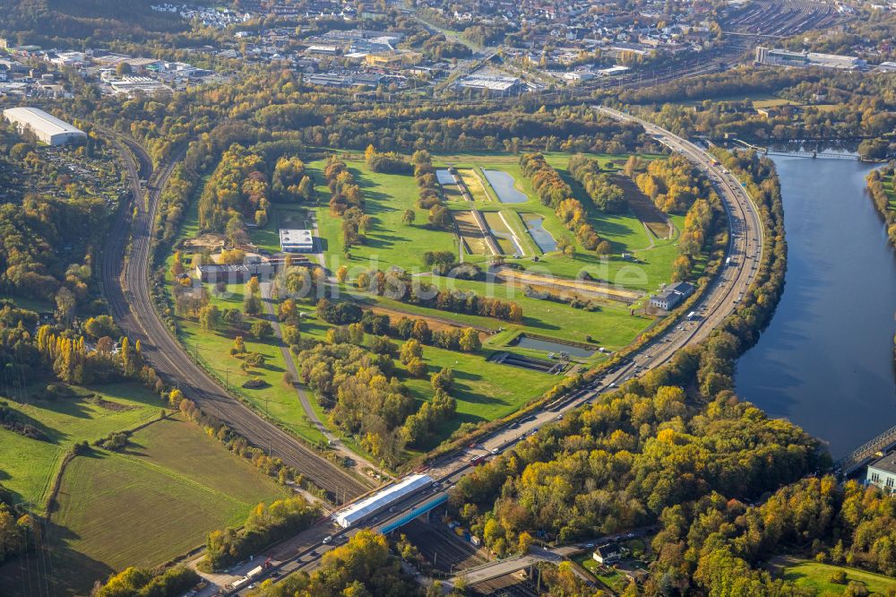 Luftaufnahme Hagen - Wasserwerk und Wasserkraftwerk Hengstey in Hagen im Bundesland Nordrhein-Westfalen, Deutschland