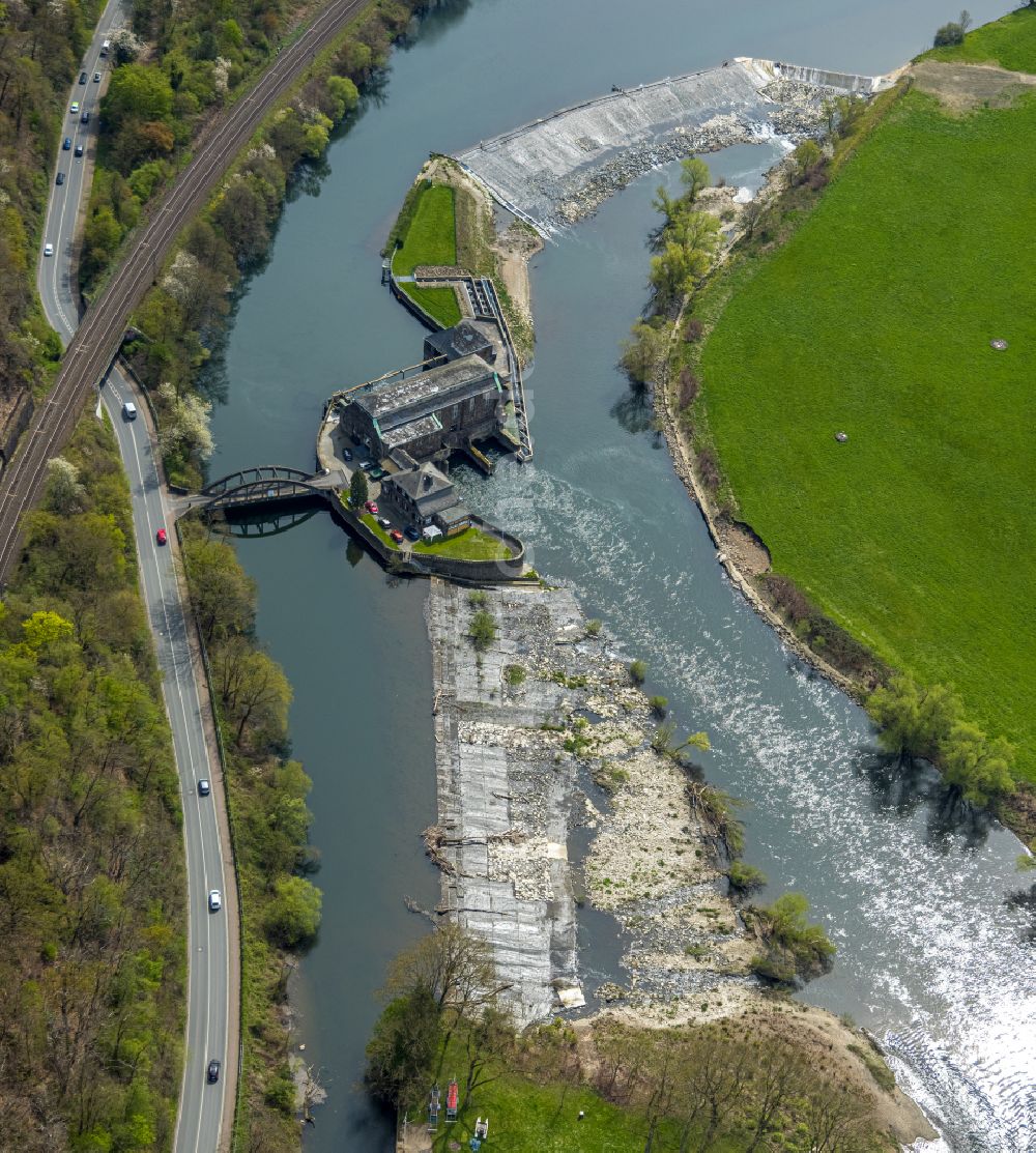 Witten aus der Vogelperspektive: Wasserwerk und Wasserkraftwerk Hohenstein an der Wetterstraße in Witten im Bundesland Nordrhein-Westfalen