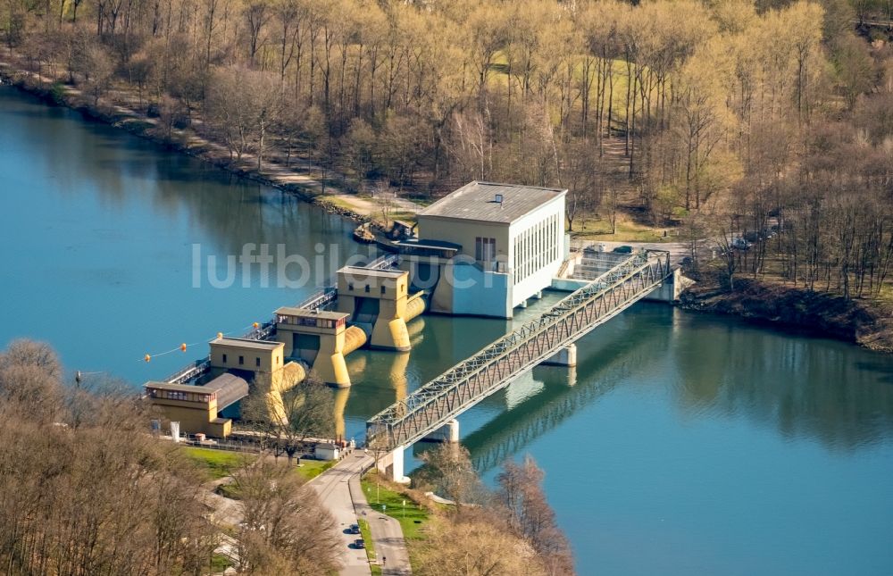 Luftbild Hagen - Wasserwerk und Wasserkraftwerk Laufwasserkraftwerk Hengstey entlang der Ruhr im Ortsteil Hengstey in Hagen im Bundesland Nordrhein-Westfalen, Deutschland