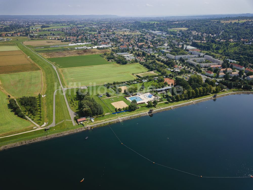 Luftbild Dresden - Wasserwerk und Wasserkraftwerk und Pumpspeicherwerk - Stausee im Ortsteil Niederwartha in Dresden im Bundesland Sachsen, Deutschland