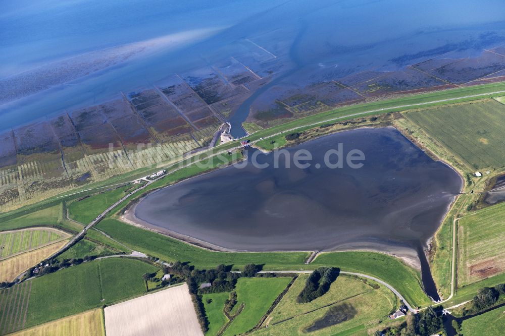 Luftaufnahme Tetenbüll - Wattenlandschaft am Flußverlauf in Tetenbüll im Bundesland Schleswig-Holstein, Deutschland