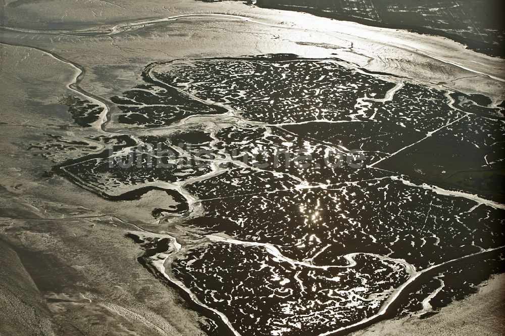 Luftaufnahme Varel - Wattenmeer- Landschaft an der Nordsee- Küste bei Varel im Bundesland Niedersachsen