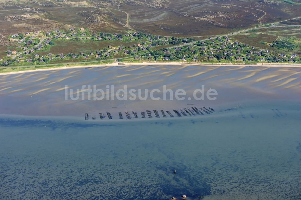 Luftaufnahme List - Wattenmeer der Nordsee- Küste mit Austern- Zucht- Bänken in List im Bundesland Schleswig-Holstein