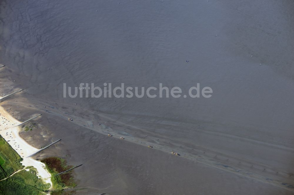 Luftbild Cuxhaven - Wattenmeer der Nordsee- Küste bei Cuxhaven im Bundesland Niedersachsen