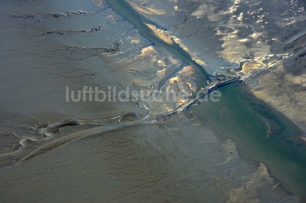 Luftaufnahme Cuxhaven - Wattenmeer der Nordsee- Küste bei Cuxhaven im Bundesland Niedersachsen