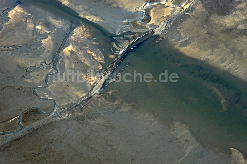 Cuxhaven aus der Vogelperspektive: Wattenmeer der Nordsee- Küste bei Cuxhaven im Bundesland Niedersachsen