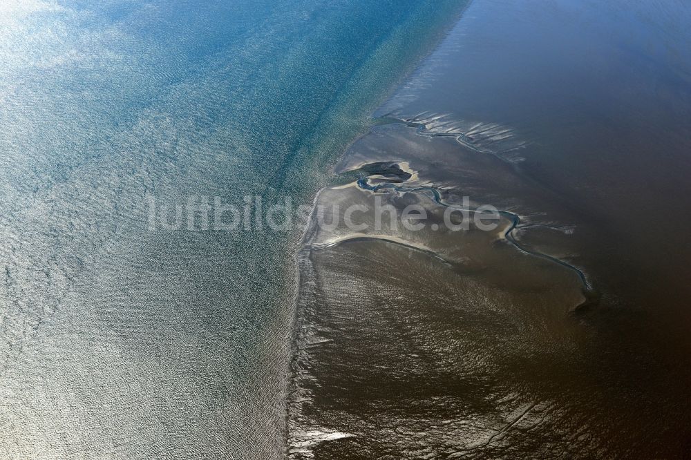 Luftaufnahme Cuxhaven - Wattenmeer der Nordsee- Küste bei Cuxhaven im Bundesland Niedersachsen