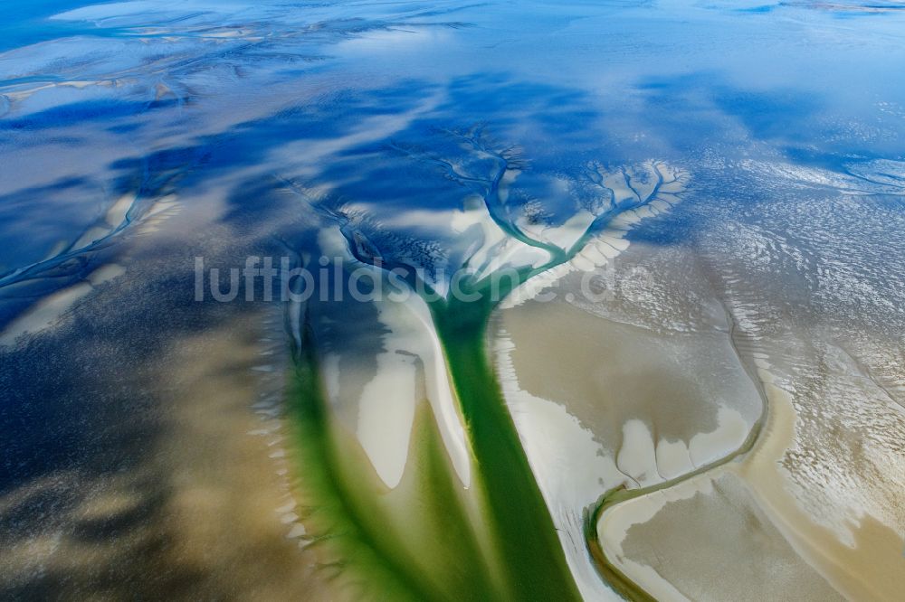 Luftaufnahme Butjadingen - Wattenmeer der Nordsee- Küste in Butjadingen im Bundesland Niedersachsen, Deutschland