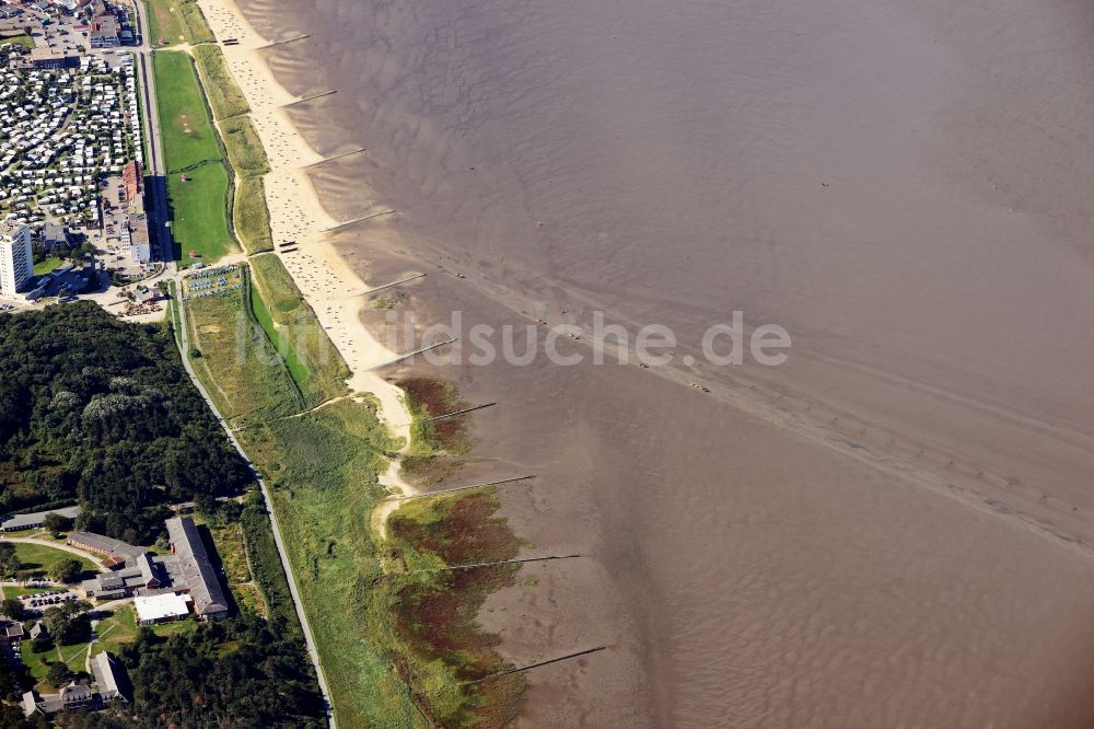 Cuxhaven von oben - Wattenmeer der Nordsee- Küste in Cuxhaven-Duhnen im Bundesland Niedersachsen