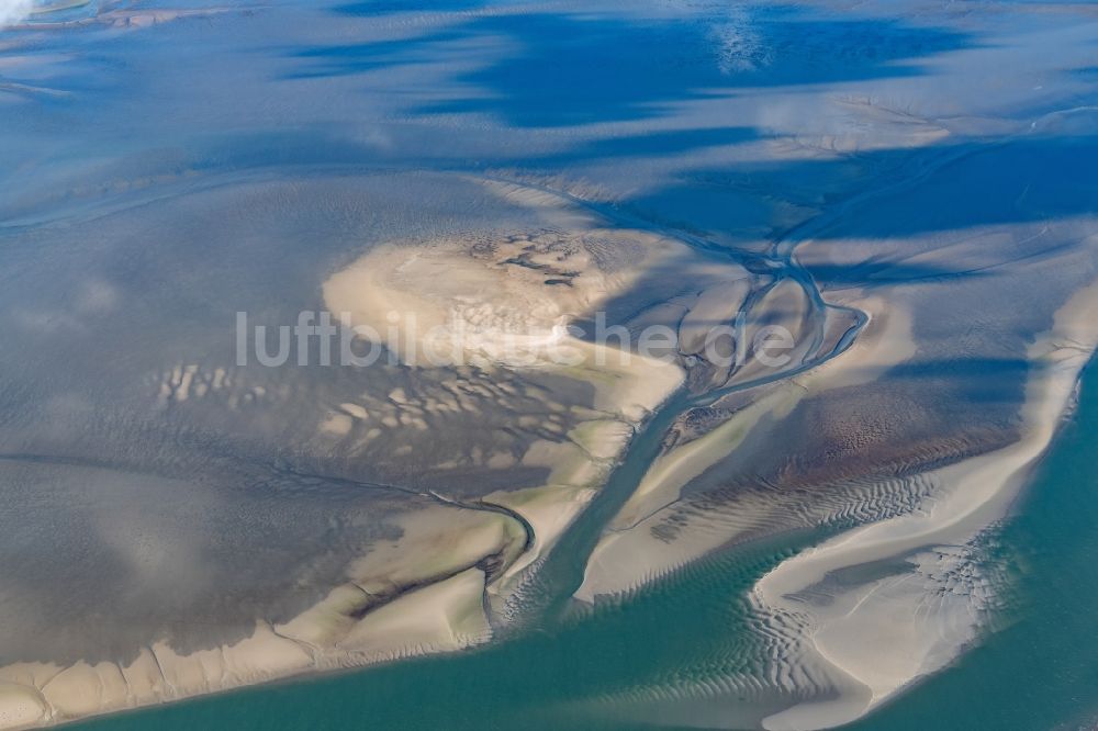 Luftbild Cuxhaven - Wattenmeer der Nordsee- Küste vor Cuxhaven im Bundesland Niedersachsen, Deutschland