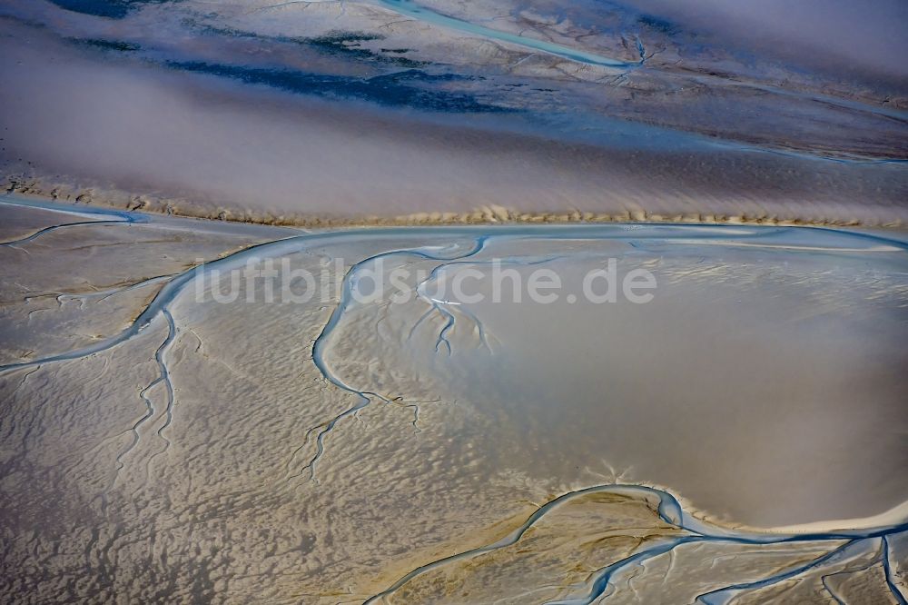 Friedrichskoog aus der Vogelperspektive: Wattenmeer der Nordsee- Küste vor Friedrichskoog im Bundesland Schleswig-Holstein, Deutschland