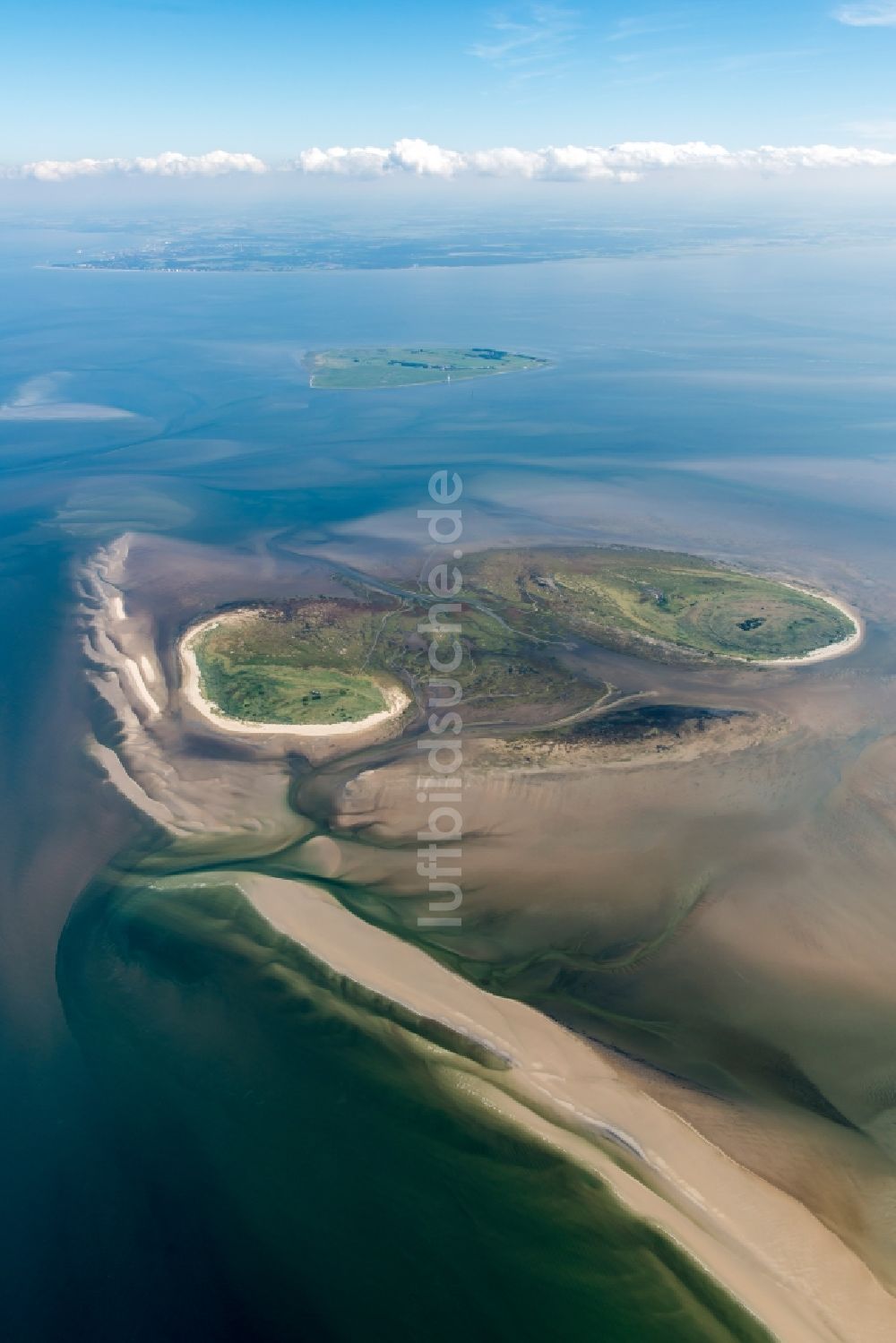 Nigehörn von oben - Wattenmeer der Nordsee- Küste der Insel in Nigehörn im Bundesland Hamburg