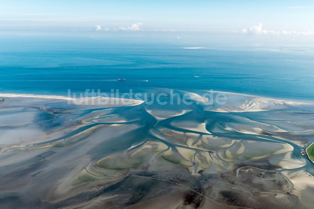 Luftaufnahme Nigehörn - Wattenmeer der Nordsee- Küste der Insel in Nigehörn im Bundesland Hamburg