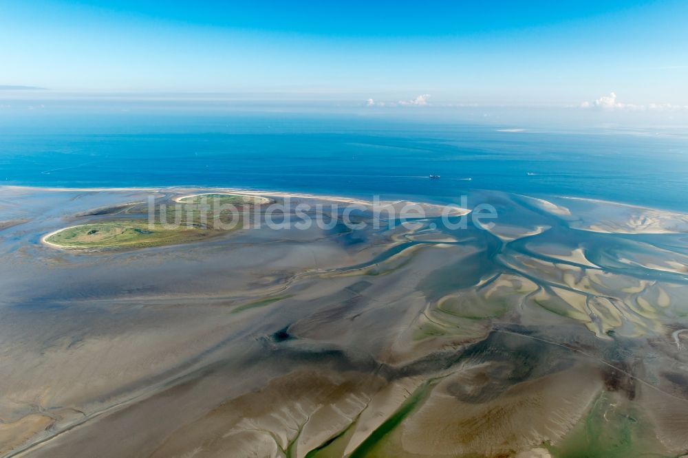 Nigehörn von oben - Wattenmeer der Nordsee- Küste der Insel in Nigehörn im Bundesland Hamburg