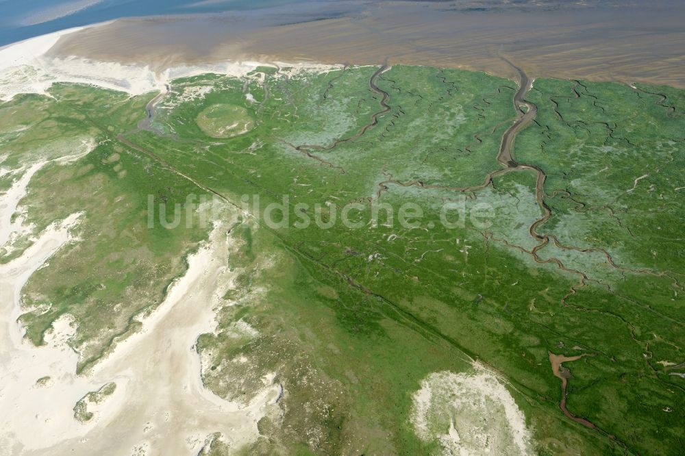 Luftbild Norderney - Wattenmeer der Nordsee- Küste auf der Insel Norderney im Bundesland Niedersachsen