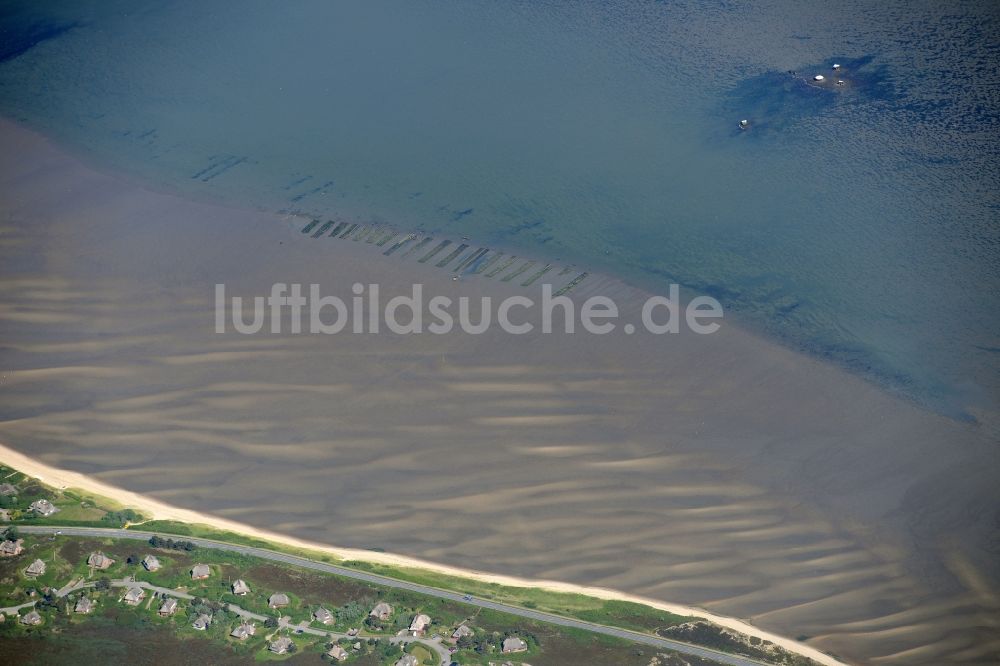 Luftbild Sylt - Wattenmeer der Nordsee- Küste vor der Insel in Sylt im Bundesland Schleswig-Holstein