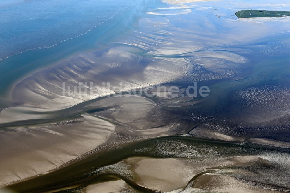 Pellworm aus der Vogelperspektive: Wattenmeer der Nordsee- Küste in Pellworm im Bundesland Schleswig-Holstein