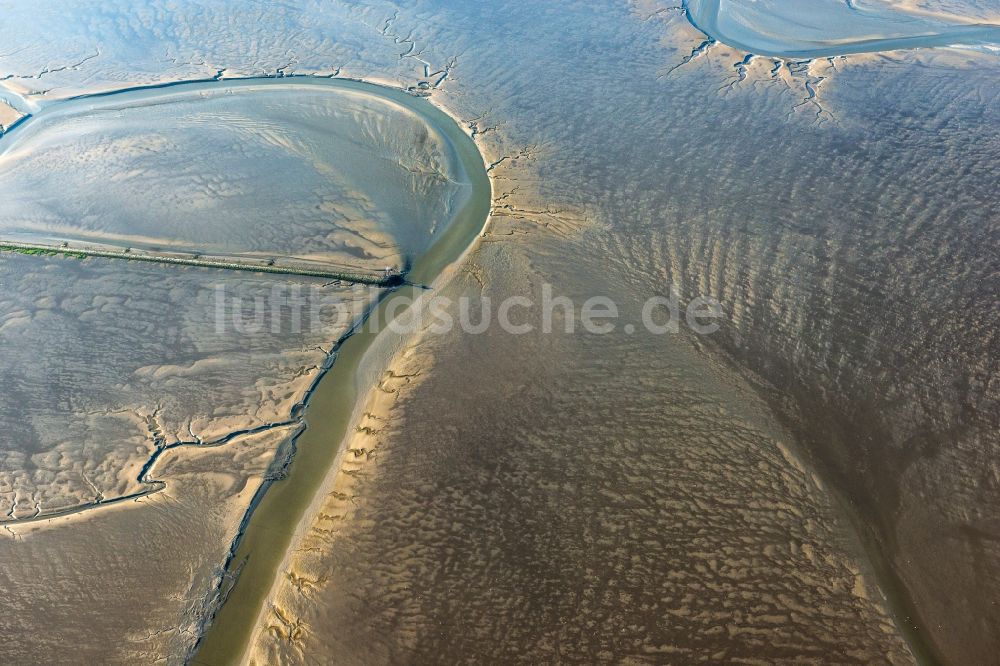 Luftaufnahme Sankt Peter-Ording - Wattenmeer der Nordsee- Küste in Sankt Peter-Ording im Bundesland Schleswig-Holstein