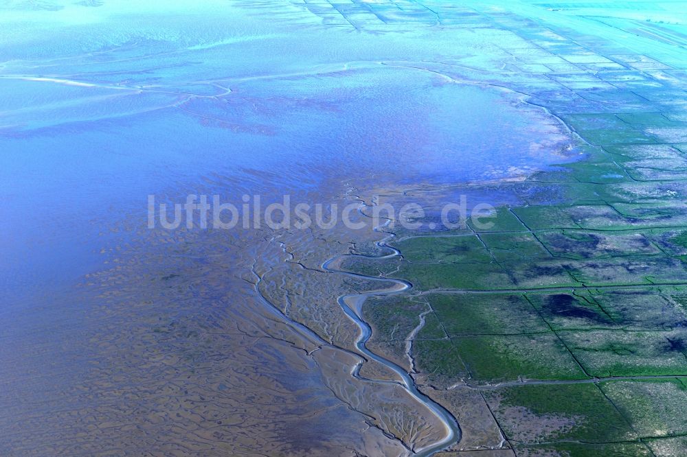 Sankt Peter-Ording von oben - Wattenmeer der Nordsee- Küste in Sankt Peter-Ording im Bundesland Schleswig-Holstein