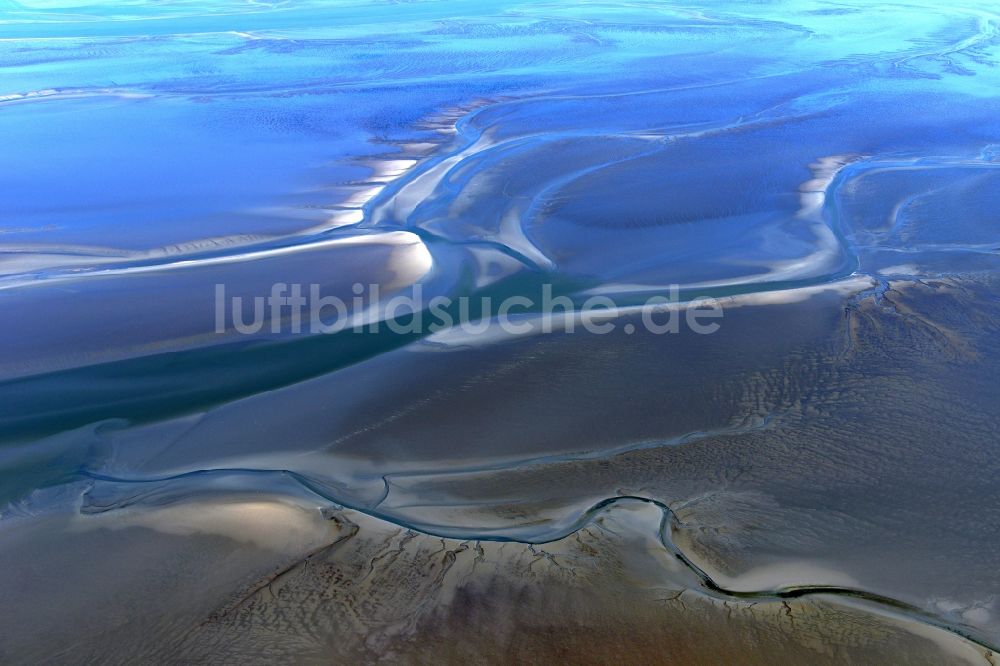 Luftaufnahme Sankt Peter-Ording - Wattenmeer der Nordsee- Küste in Sankt Peter-Ording im Bundesland Schleswig-Holstein