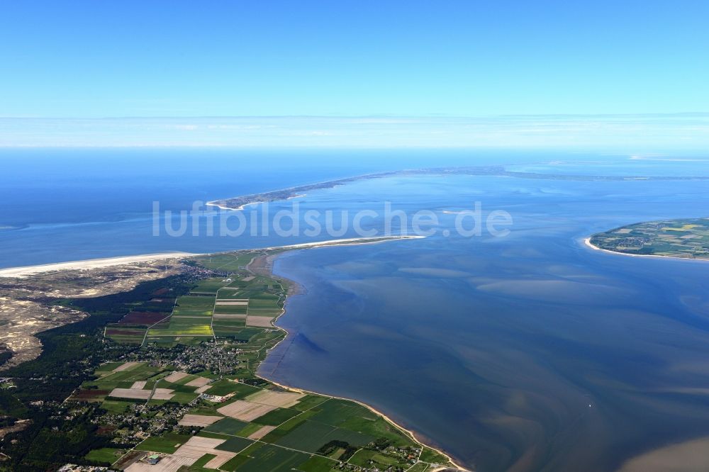 Norddorf von oben - Wattenmeer der Nordsee zwischen den Inseln Föhr und Amrum im Bundesland Schleswig-Holstein