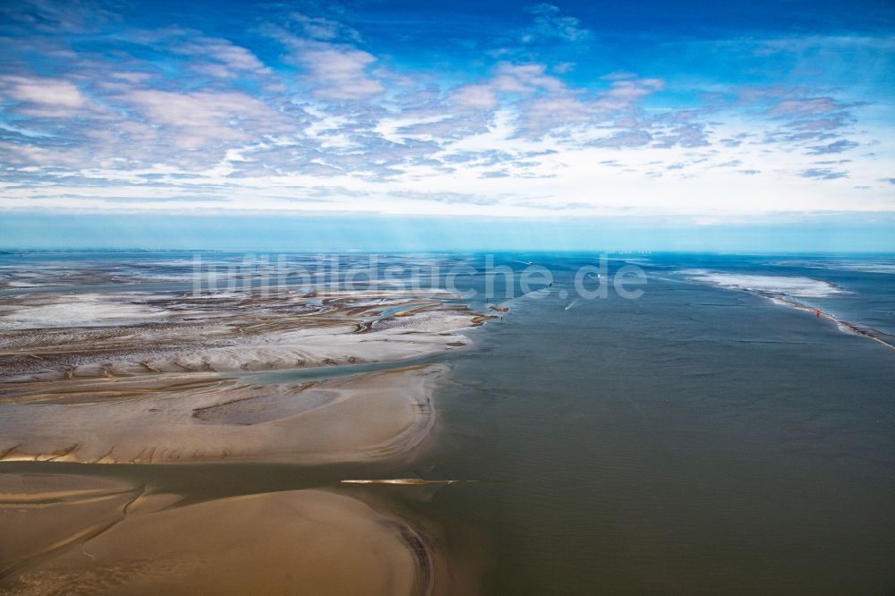 Wurster Nordseeküste von oben - Wattenmeer der Wurster Nordseeküste im Bundesland Niedersachsen, Deutschland