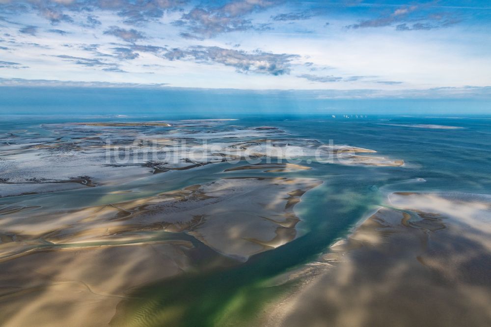 Wurster Nordseeküste von oben - Wattenmeer der Wurster Nordseeküste im Bundesland Niedersachsen, Deutschland