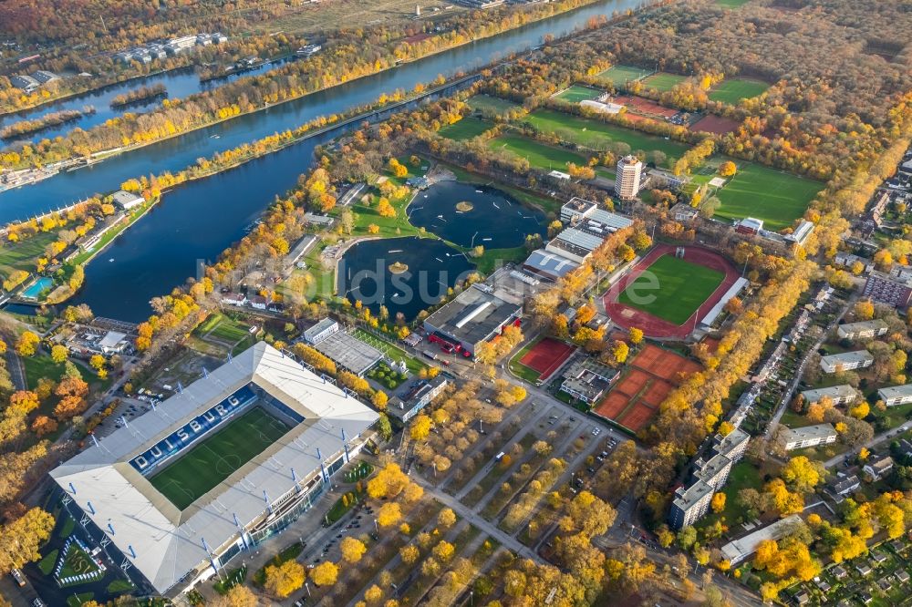 Duisburg aus der Vogelperspektive: Wedau Sportpark mit der Schauinsland-Reisen-Arena ( ehemals Wedaustadion ) in Duisburg im Bundesland Nordrhein-Westfalen