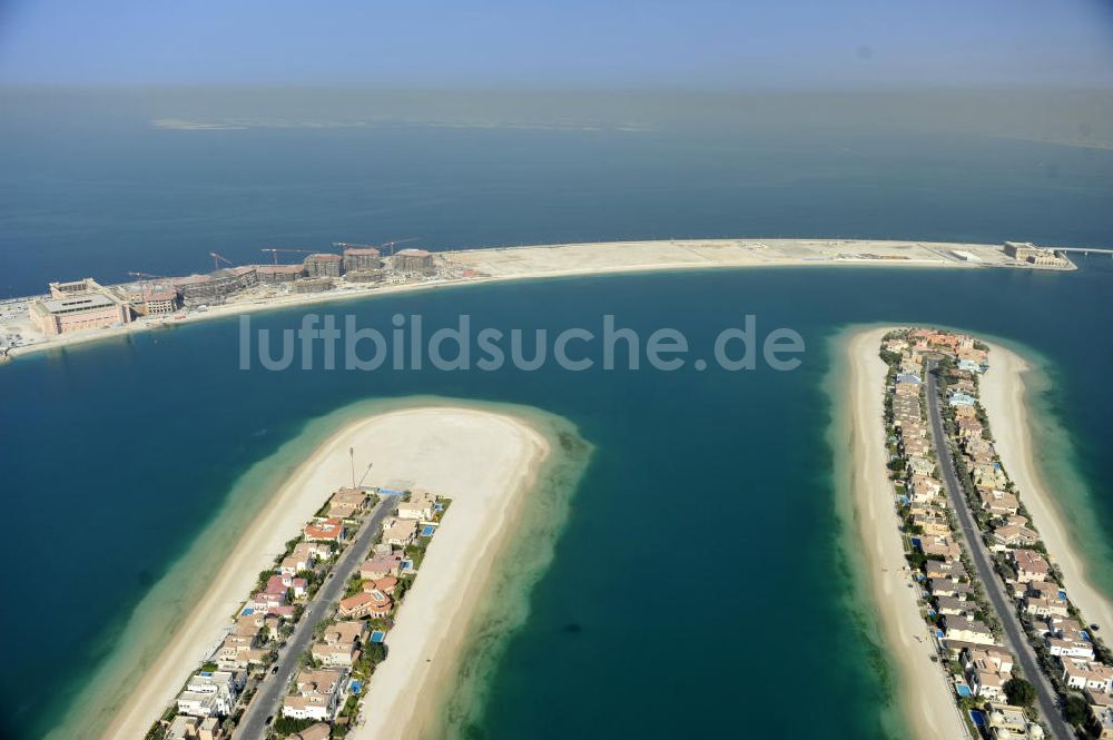 Luftaufnahme Dubai - Wedel E und F der Palm Jumeirah in Dubai