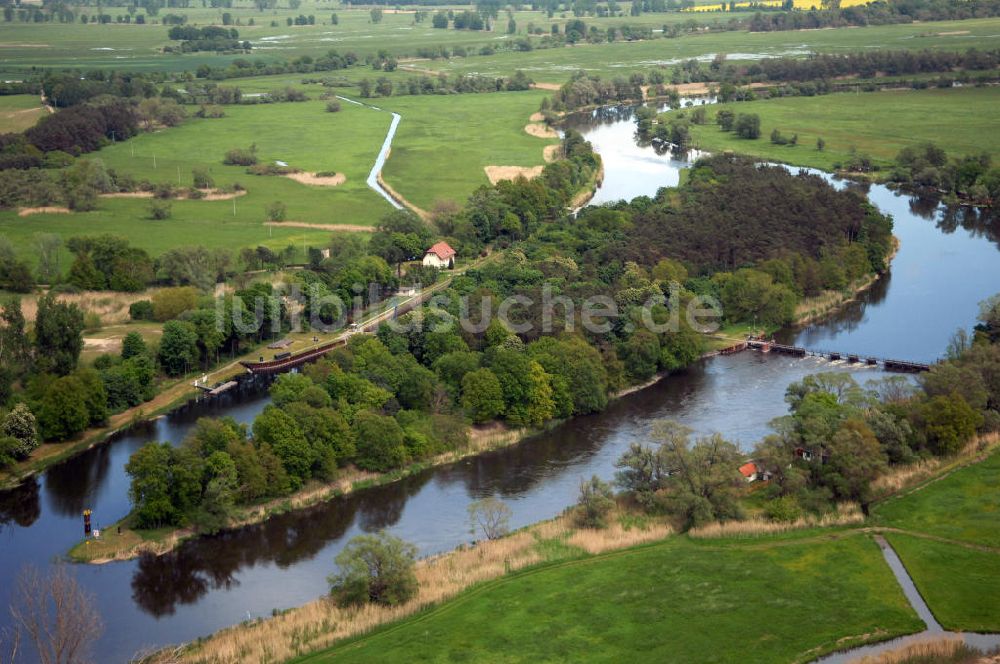 Grütz von oben - Wehr und Schleuse Grütz in Brandenburg