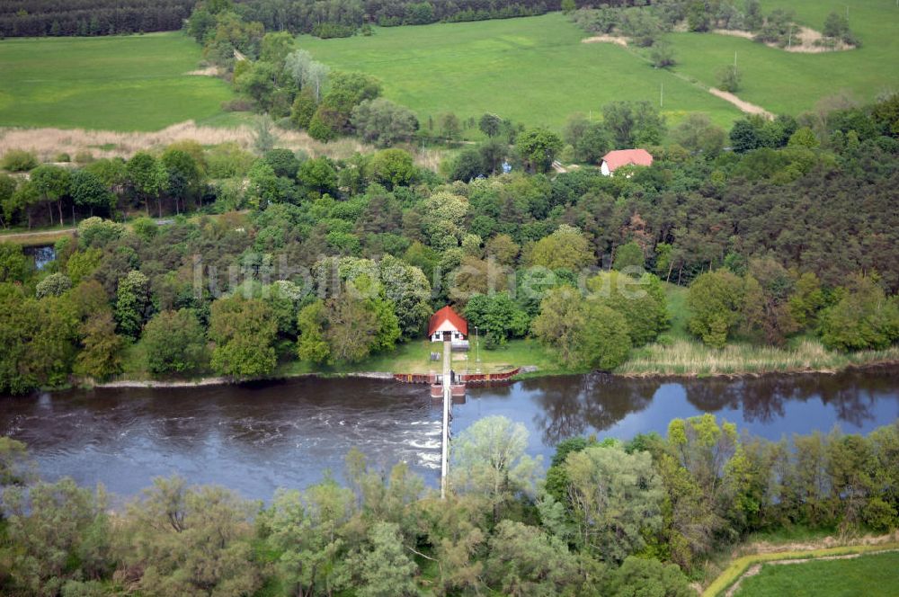 Luftbild Grütz - Wehr und Schleuse Grütz in Brandenburg