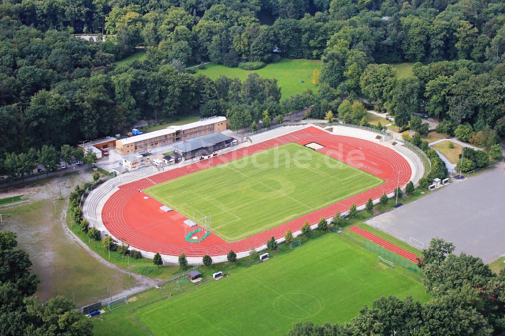 Luftaufnahme Zittau - Weinaustadion im Weinaupark in Zittau