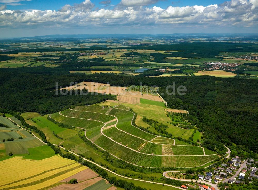 Sachsenheim von oben - Weinberg und Landschaft beim Ortsteil Häfnerhaslach in Sachsenheim im Bundesland Baden-Württemberg