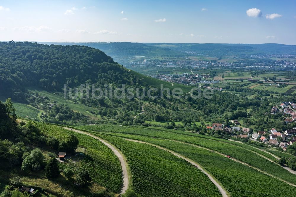 Korb von oben - Weinbergs- Landschaft der Winzer- Gebiete in Korb im Bundesland Baden-Württemberg