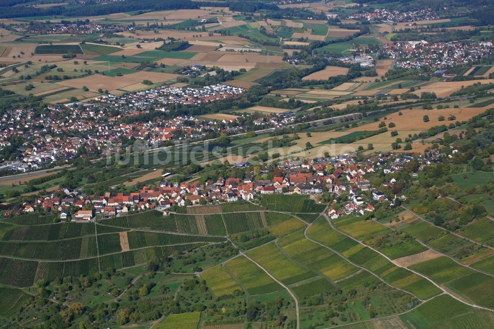 Luftaufnahme Weil am Rhein - Weinbergs- Landschaft der Winzer- Gebiete im Ortsteil Öflingen von Weil am Rhein im Bundesland Baden-Württemberg, Deutschland