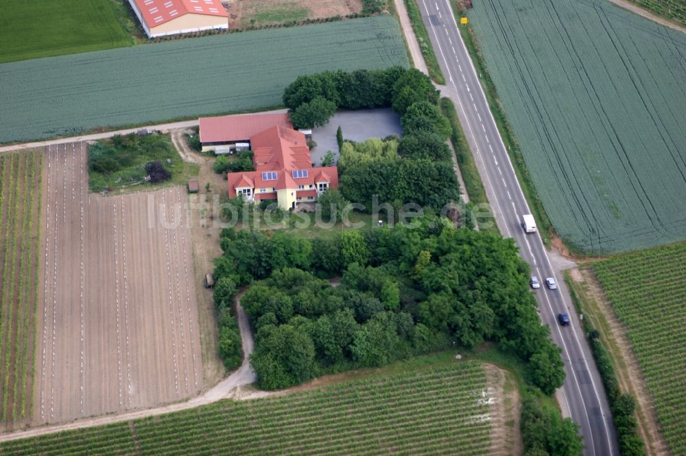 Luftaufnahme Harxheim - Weingut im Norden von Harxheim im Bundesland Rheinland-Pfalz