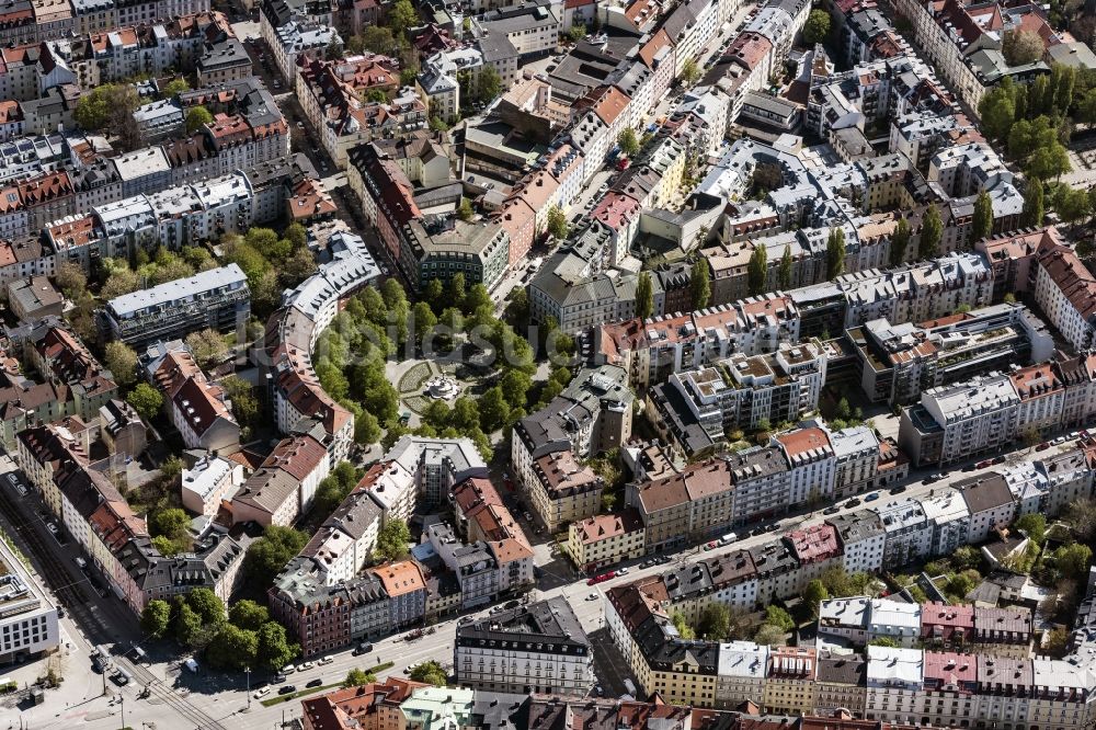 Luftaufnahme München - Weißenburger Platz in München Haidhausen im Bundesland Bayern